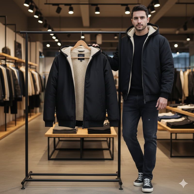 کاپشن مردانه مشکی داخل تمام خز مدل adidas-مشکی